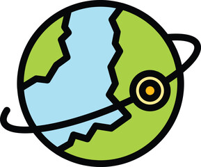 Poster - Around the world icon outline vector. Globe travel. Tourism map color flat