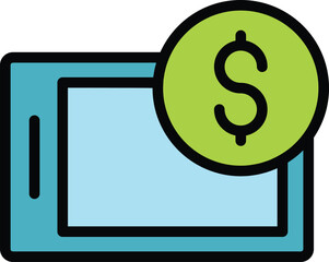 Poster - Digital gadget icon outline vector. Computer store. Shop retail color flat