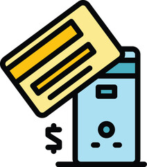 Poster - Buy desktop icon outline vector. Shop retail. Laptop online color flat
