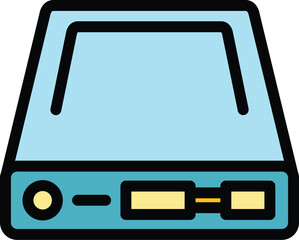Poster - Computer mall icon outline vector. Store laptop. Retail online color flat