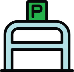 Poster - Parking block place icon outline vector. Car park. Space zone color flat