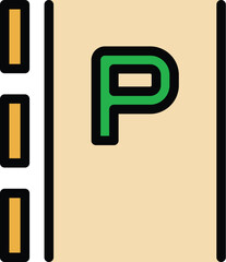 Poster - Parking road side icon outline vector. Park garage. Vehicle area color flat