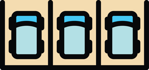 Poster - Car full parking icon outline vector. Garage park. Space automobile color flat