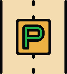 Poster - Parking road icon outline vector. Car park. Traffic place color flat