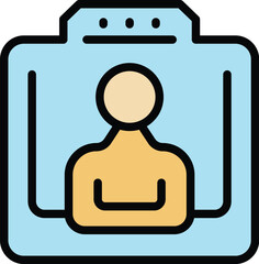 Poster - Video online conference icon outline vector. Group computer. Office screen color flat