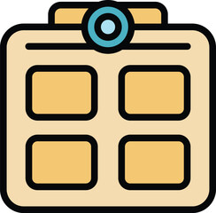 Poster - Group webinar icon outline vector. Online video. Call conference color flat