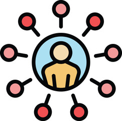 Poster - Conference group icon outline vector. Video online. Office screen color flat