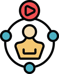 Poster - Video conference group icon outline vector. Computer web. Digital webinar color flat