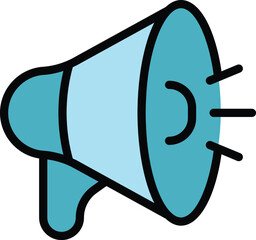 Poster - Megaphone conference icon outline vector. Office video. Online group color flat