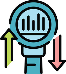 Poster - Change data icon outline vector. Graph research. Market report color flat