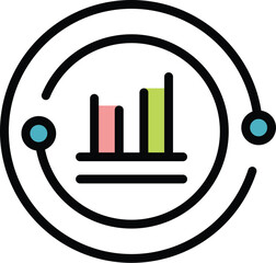 Poster - Change data icon outline vector. Market report. Management report color flat