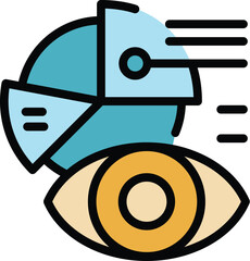 Poster - View report data icon outline vector. Chart market. Finance research color flat