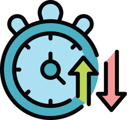 Poster - Stopwatch time icon outline vector. Data graph. Market report color flat