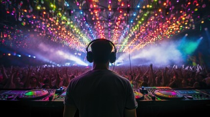 professional DJ mixing tracks at a club, generative ai