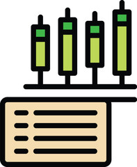 Poster - Analytics data icon outline vector. Graph research. Market report color flat
