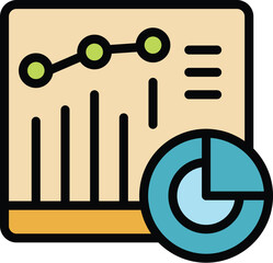 Poster - Stroke data icon outline vector. Research chart. Market report color flat