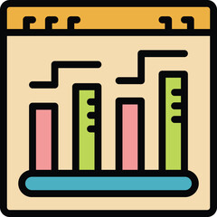 Poster - Finance data icon outline vector. Chart business. Market report color flat
