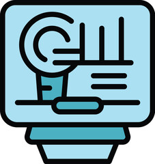 Poster - Market data icon outline vector. Graph chart. Report finance color flat