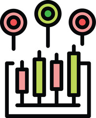 Poster - Chart data icon outline vector. Business graph. Market report color flat