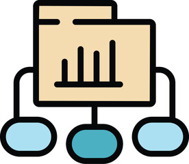 Poster - Data graph icon outline vector. Business chart. Report market color flat
