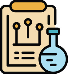Poster - Data clipboard icon outline vector. Business graph. Chart market color flat