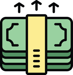Canvas Print - Cash pack icon outline vector. Company money. Finance market color flat
