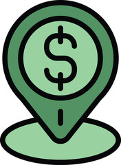 Poster - Investment location icon outline vector. Finance market. Fund profit color flat
