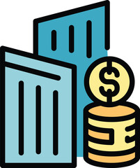 Poster - Building location finance icon outline vector. Money company. Work capital color flat