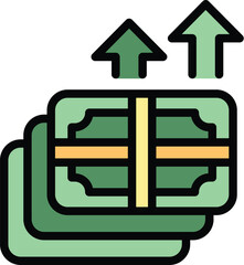 Poster - Cash money investment icon outline vector. Business company. People market color flat