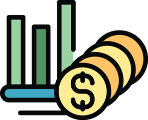 Poster - Money market icon outline vector. Company finance. People investment color flat