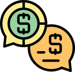 Poster - Business chat icon outline vector. Company money. People market color flat
