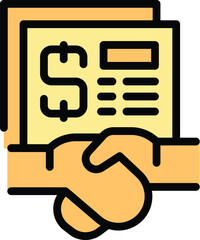 Poster - Business fund handshake icon outline vector. Company money. Finance market color flat