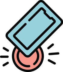 Poster - Drop phone case icon outline vector. Mobile cover. Cell device color flat