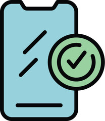 Sticker - Phone glass protect icon outline vector. Case smartphone. Mobile cell color flat
