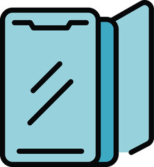 Poster - Clean smartphone case icon outline vector. Phone cover. Cell device color flat