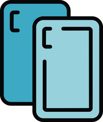 Poster - Smartphone case icon outline vector. Mobile phone. Cover glass color flat