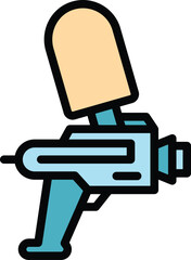 Sticker - Deodorant sprayer icon outline vector. Spray gun. Car paint color flat