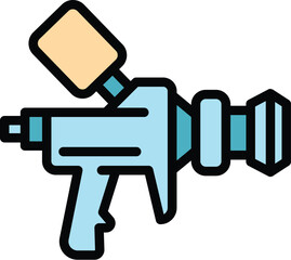 Poster - House auto sprayer icon outline vector. Paint gun. Air body spray color flat