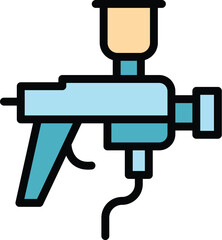 Poster - Car spray gun icon outline vector. Auto body. Repair painter color flat