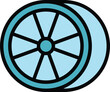 Wide car wheel icon outline vector. Chrome jdm. Metal side color flat
