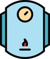 Poster - House gas boiler icon outline vector. Heater water. Energy system color flat