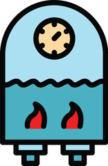 Poster - Home gas boiler icon outline vector. House heater. Hot energy color flat