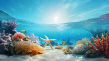 An Enchanting Scene Of Starfish Adorning The Ocean Floor