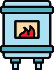 Poster - Geyser boiler icon outline vector. Gas house. Water heat color flat