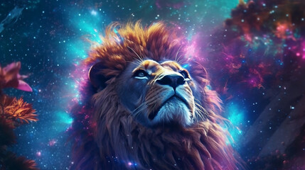 cosmic, lion, animal, cosmic animal, spirituality, ai art