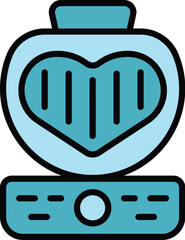 Canvas Print - Heart valentine maker icon outline vector. Cooker baking. Machine equipment color flat
