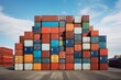 © gntdsgn - Cargo Containers Stacked at a Port, Generative AI