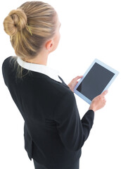 Poster - Digital png photo of caucasian businesswoman on transparent background