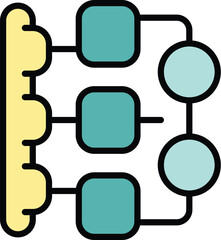 Poster - Gear scheme icon outline vector. Workflow process. Team plan color flat