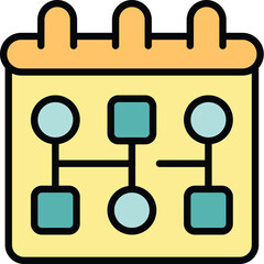 Poster - Workflow calendar icon outline vector. Gear system. Web strategy color flat